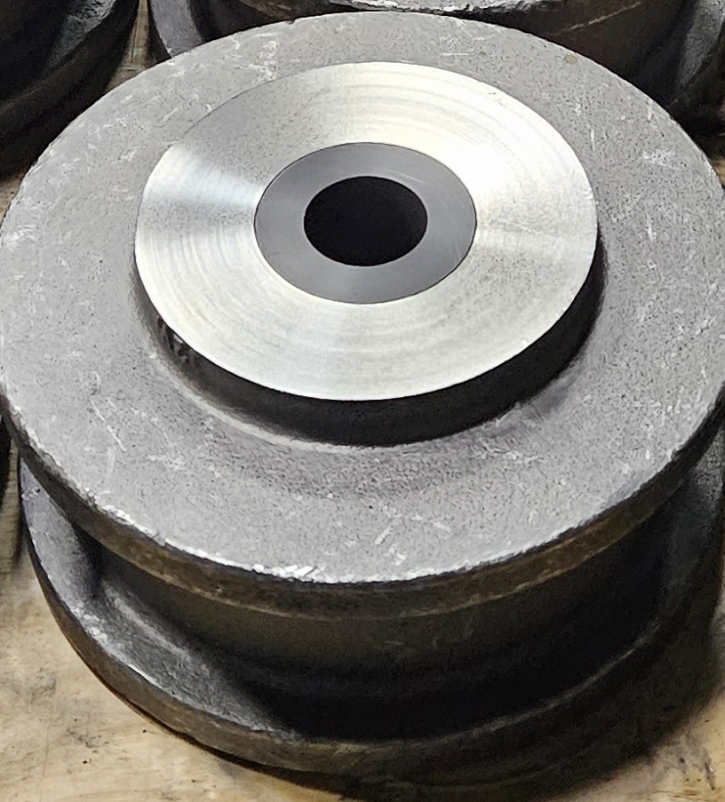 High-quality tram wheel produced by Quaker City Castings, showcasing exceptional durability and precision engineering, ideal for efficient urban transportation systems.