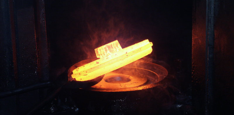 metal cast that is given heat treatment