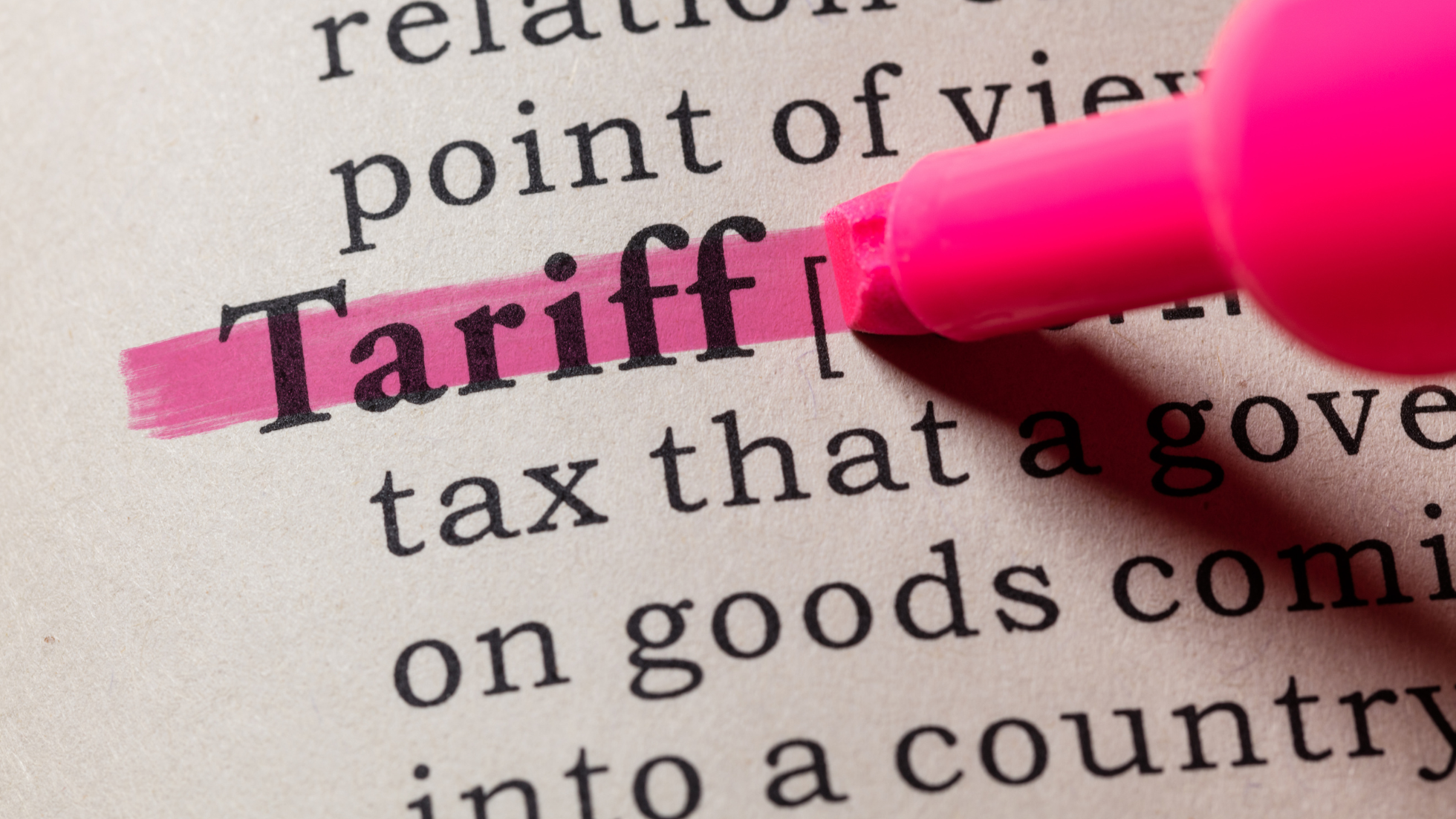 definition of tariffs being highlighted